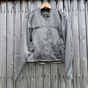 Harley Davidson silver gray reflective nylon biker motorcycle jacket Womens M